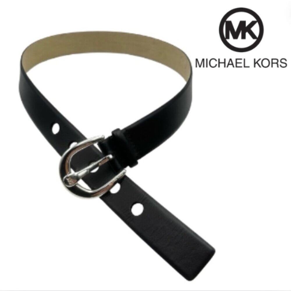 MICHAEL KORS - women's black leather belt - SIZE 40.5" long
